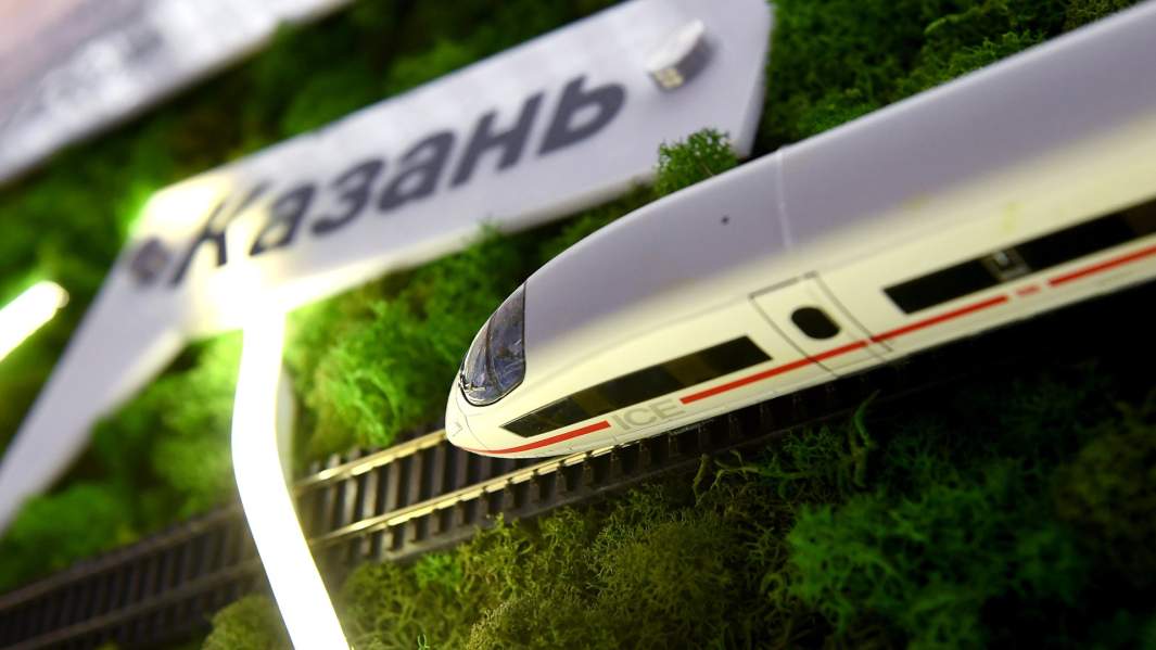 Модель высокоскоростного поезда на Международной выставке «Транспорт России»