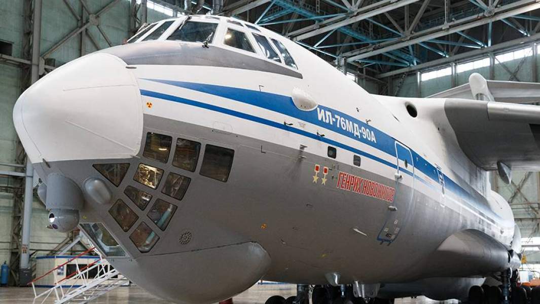 Военно-транспортный самолет Ил-76МД-90А на авиастроительном предприятии «Авиастар-СП»
