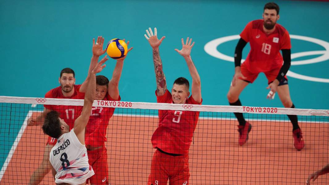 Сборная России по волейболу в матче против сборной США