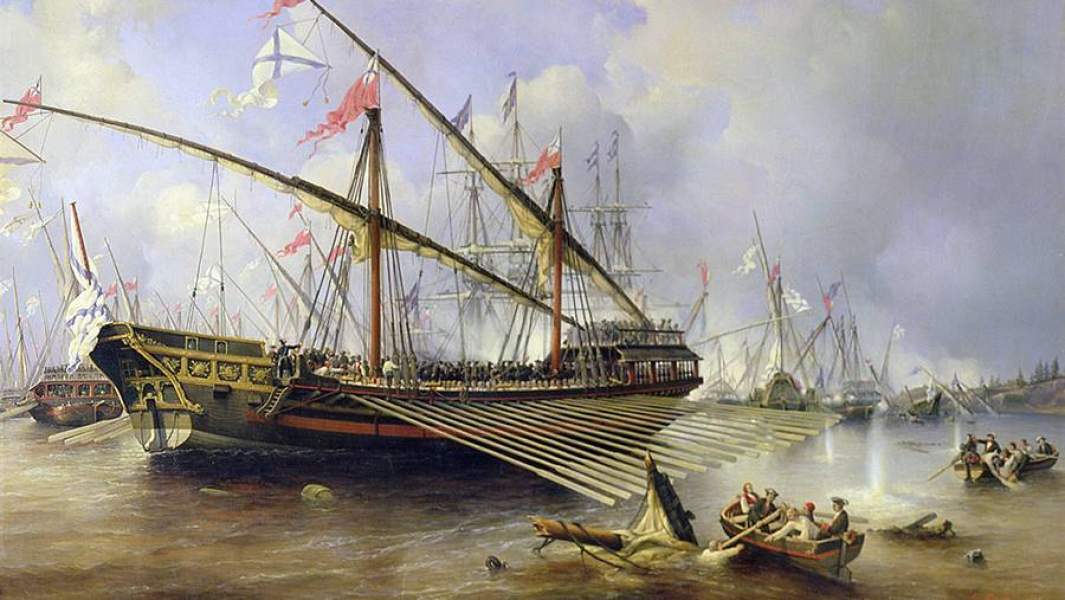 Сражение при Гренгаме 27 июля 1720 года. Художник Ф. Перро. 1841 год