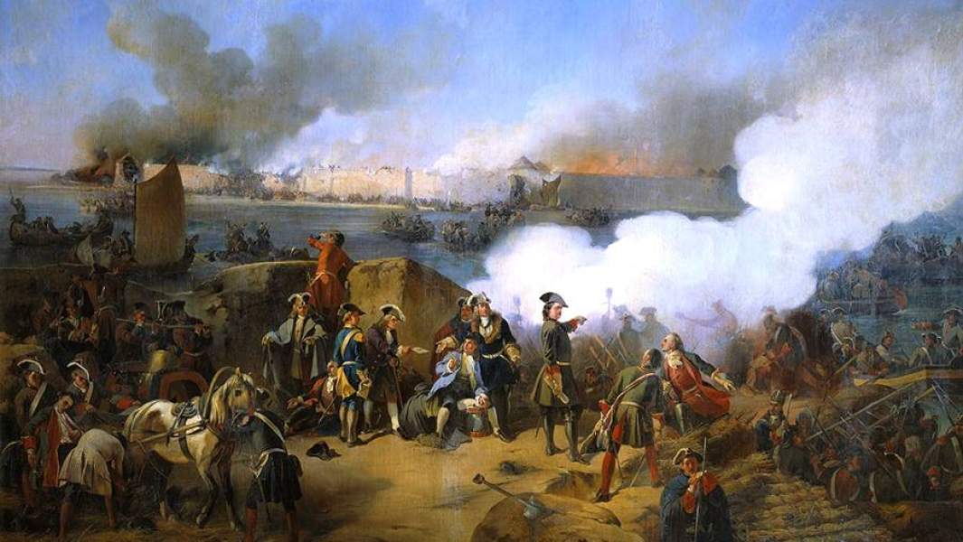 Штурм крепости Нотебург 11 октября 1702 года. Картина А. Е. Коцебу. 1846 год