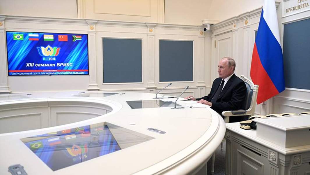 Президент РФ Владимир Путин принимает участие в XIII саммите БРИКС в режиме видеоконференции. 9 сентября 2021 года