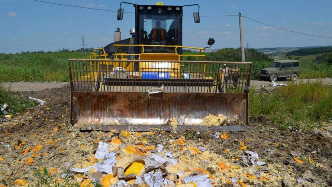 Уничтожение импортного сыра на полигоне