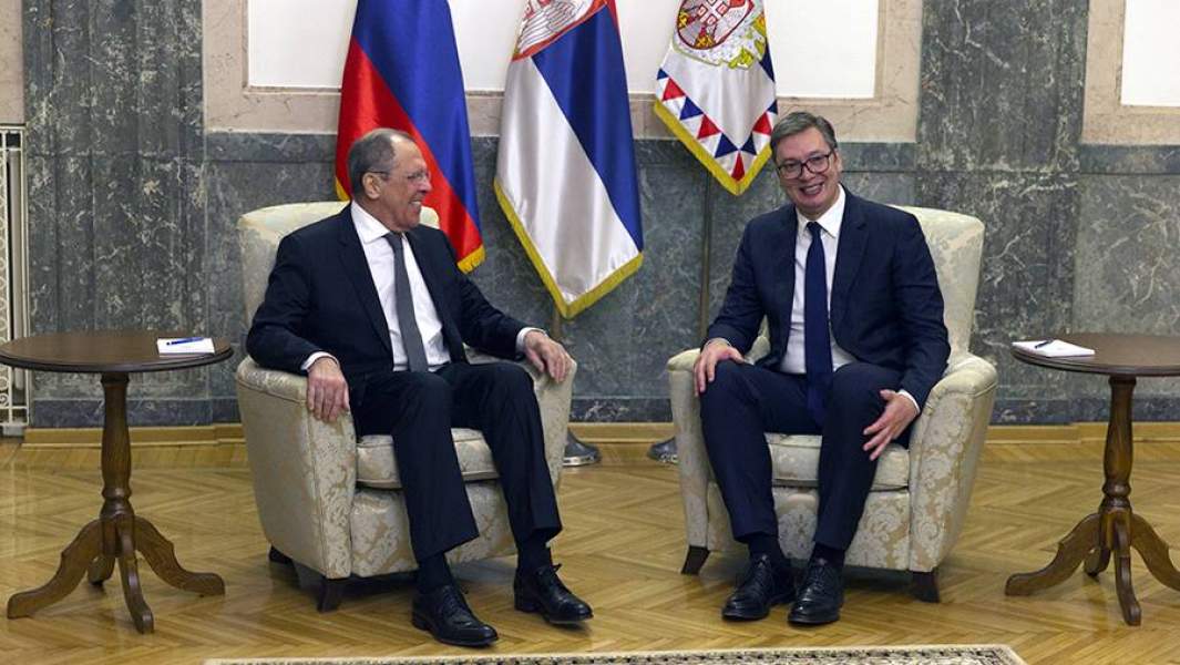Сергей Лавров и Александр Вучич во время встречи в Белграде
