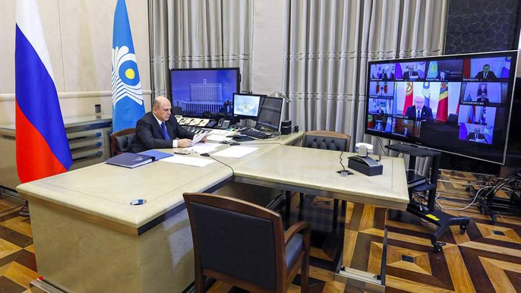Председатель правительства РФ Михаил Мишустин принимает участие в режиме видеоконференции в заседании Совета глав правительств Содружества Независимых Государств