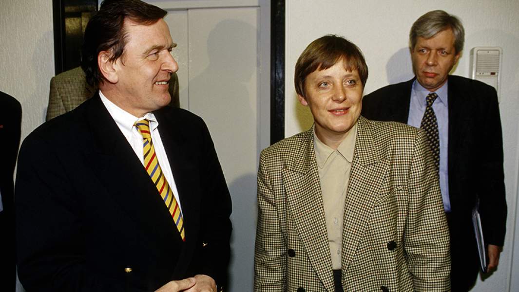 Герхард Шредер, Ангела Меркель и Вернер Мюллер, январь 1995 года 