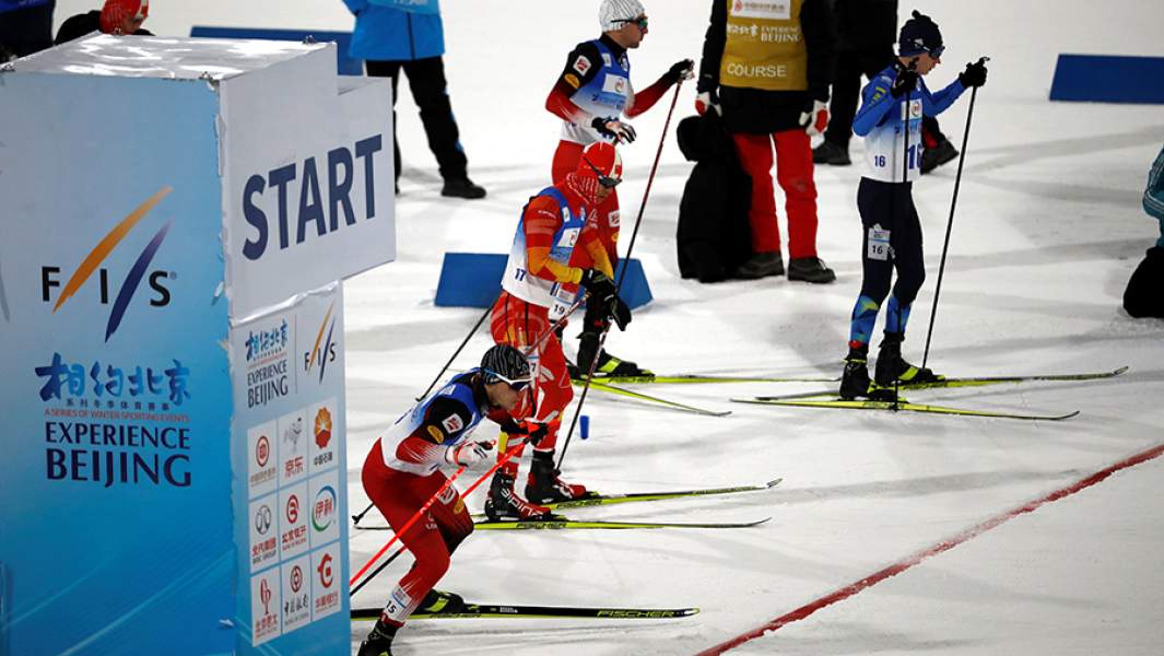 Тестовые гонки лыжников на стадионе в Пекине