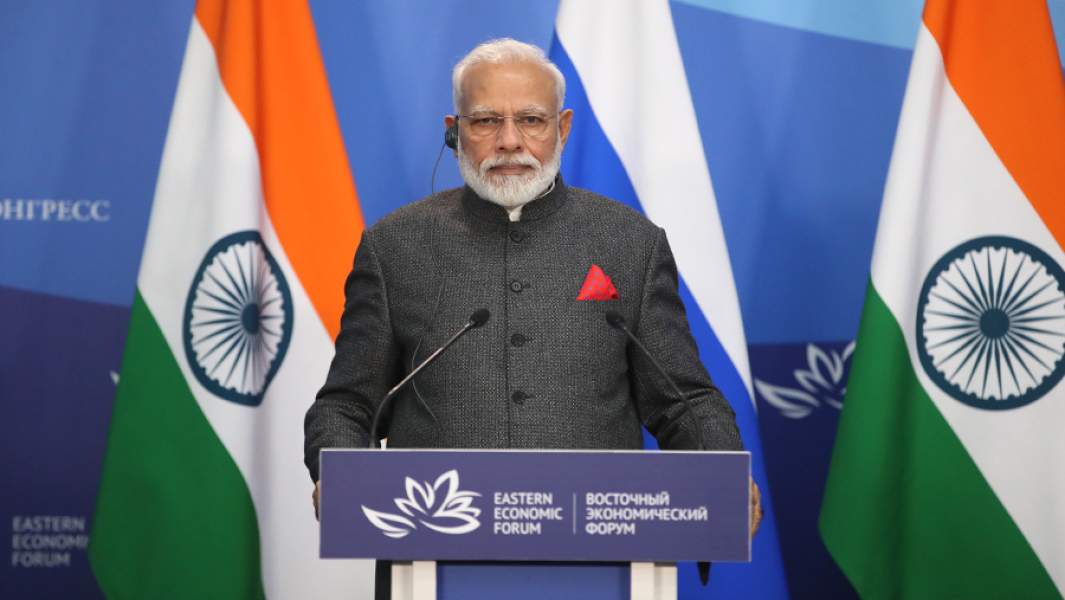Премьер-министр Индии Нарендра Моди на церемонии подписания совместных документов по итогам российско-индийских переговоров на V Восточном экономическом форуме во Владивостоке. 4 сентября 2019 года