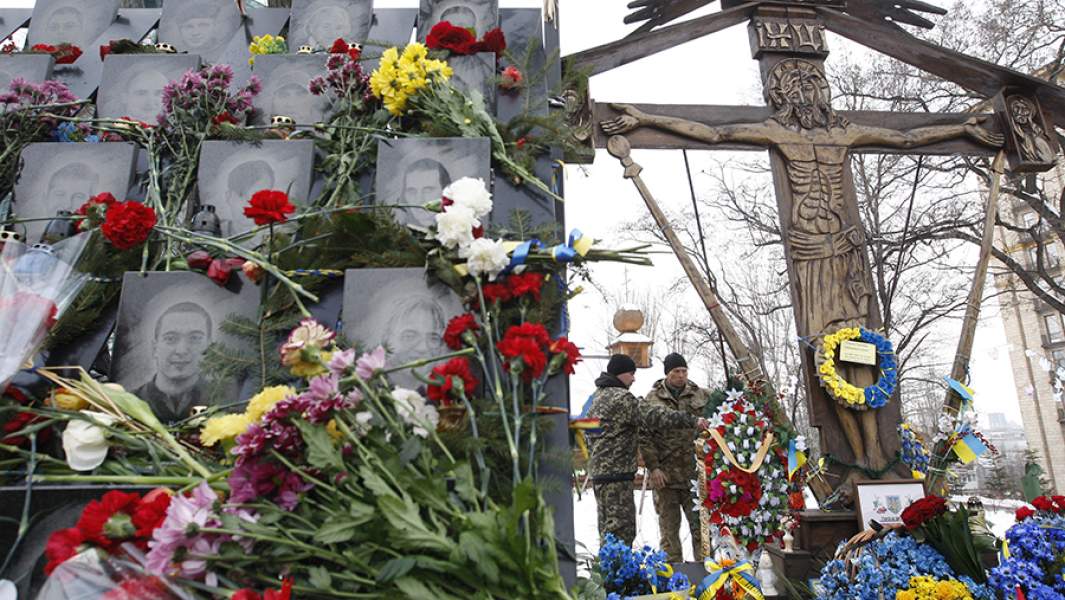 Мемориал «Героям Небесной сотни», установленный в память о погибших в 2014 году во время акций протеста на Майдане в Киеве