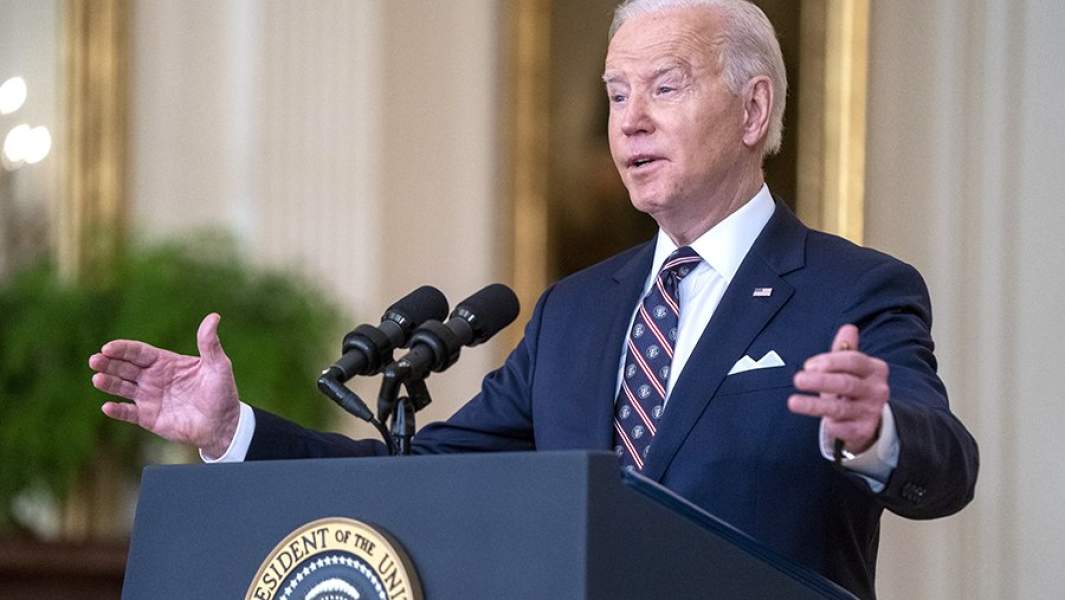 Президент США Джо Байден выступает в Белом доме с речью, посвященной ситуации вокруг Украины