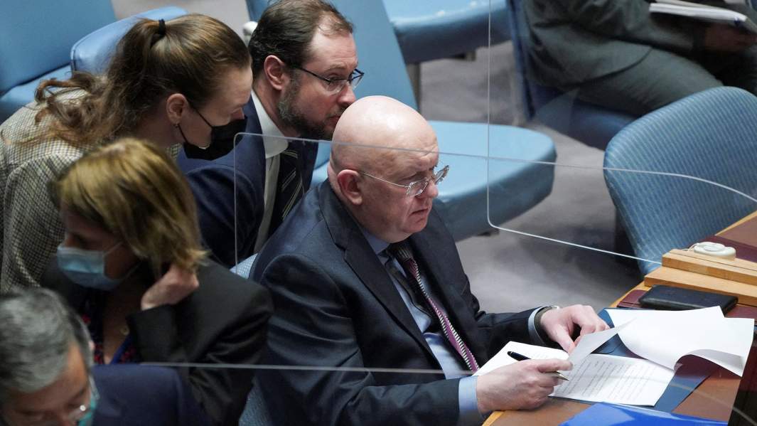 Постоянный представитель России при ООН Василий Небензя на заседании Совета Безопасности Организации Объединенных Наций