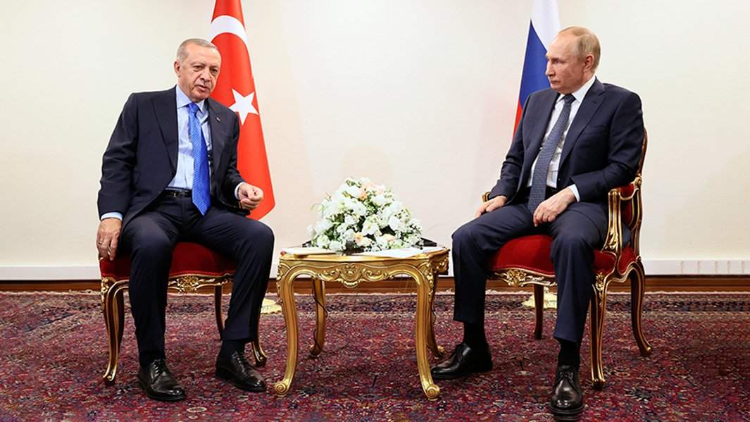 Президент РФ Владимир Путин и президент Турции Реджеп Тайип Эрдоган во время встречи