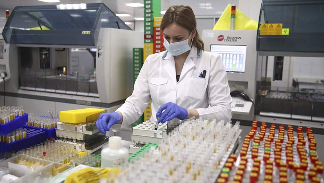 Пробирки с материалами перед биохимическим анализом в лаборатории