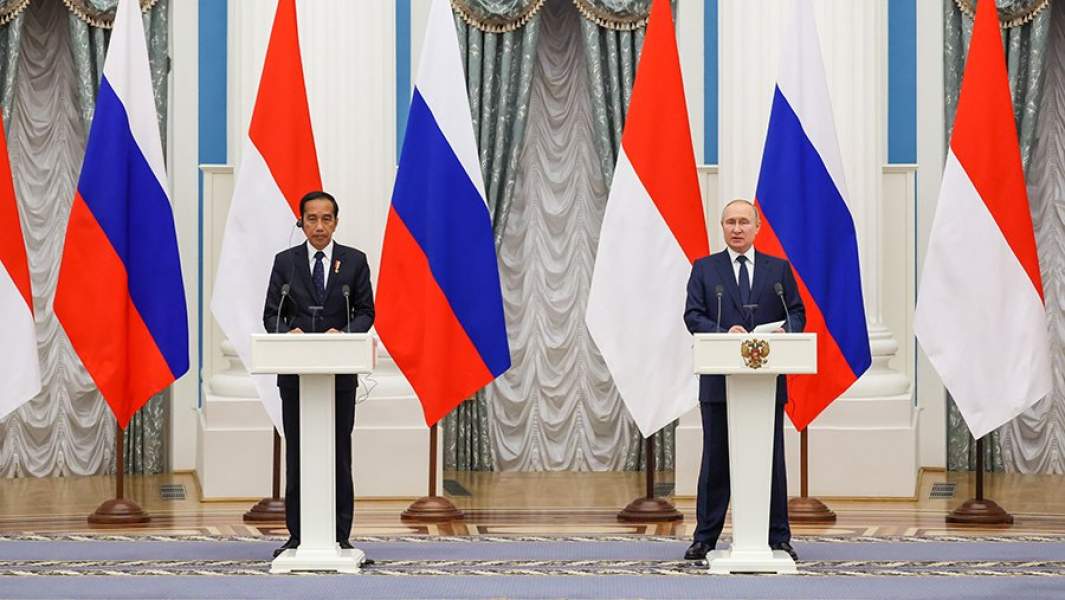Президент РФ Владимир Путин и президент Индонезии Джоко Видодо во время пресс-конференции по итогам встречи в Кремле