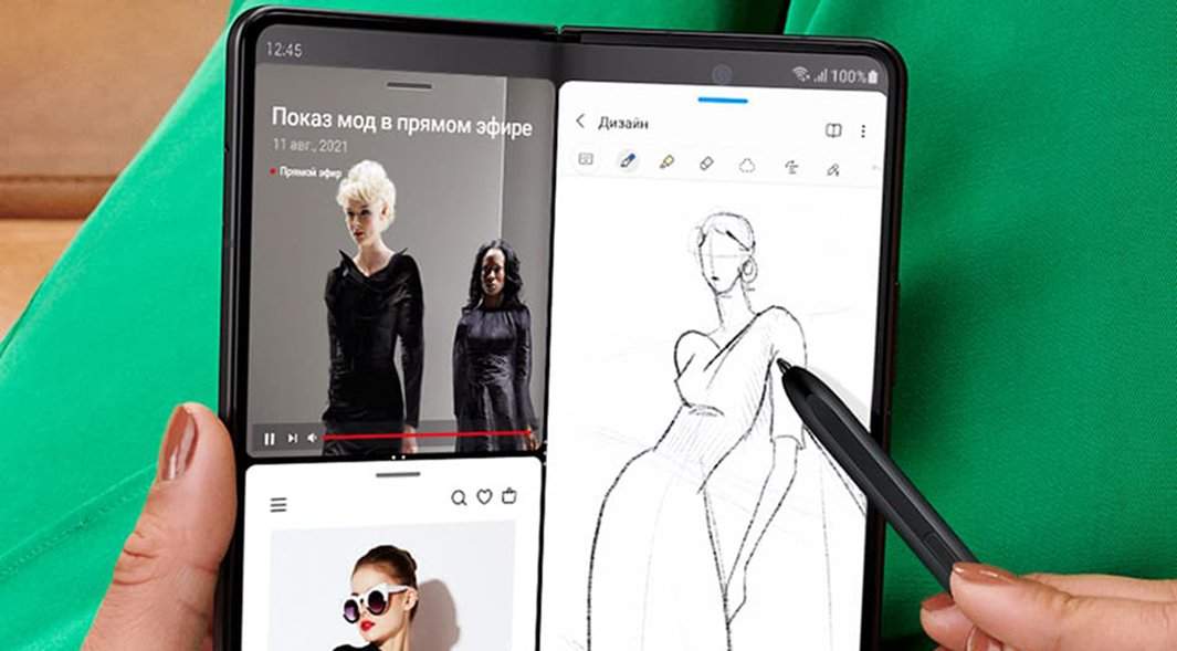 человек работает на новой модели телефона Samsung