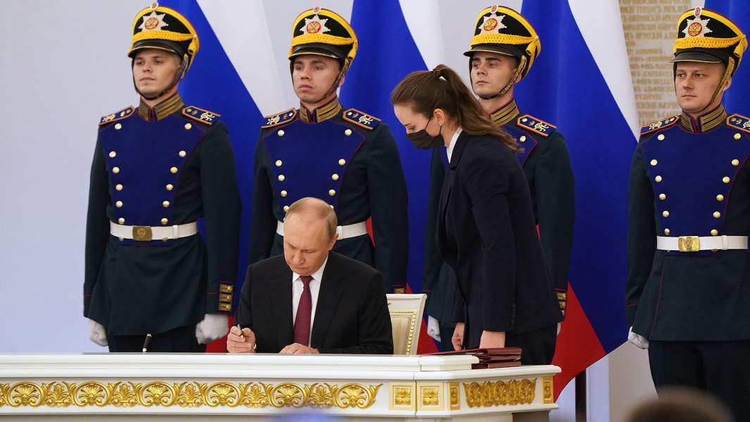 Церемония подписания договоров о вхождении в РФ ДНР, ЛНР, Запорожской и Херсонской областей