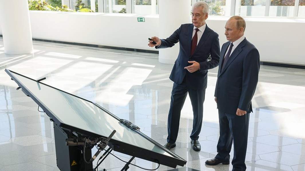 Сергей Собянин и Владимир Путин принимают участие в церемонии открытия  участка Московского скоростного диаметра