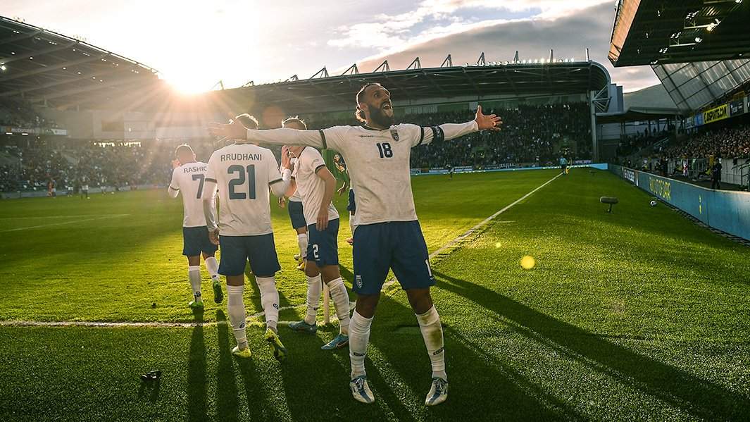 Сборная Косоваво время матча группы 2 Лиги наций УЕФА между Северной Ирландией и Косово 