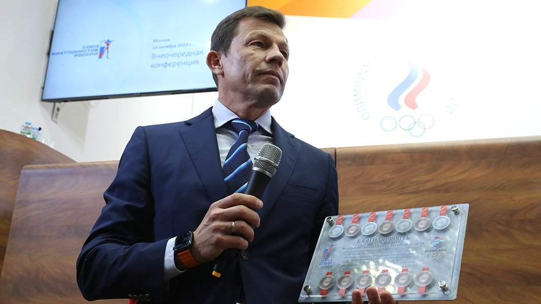 Президент Союза биатлонистов России Виктор Майгуров на отчетно-выборной конференции Союза биатлонистов России (СБР) в Москве.