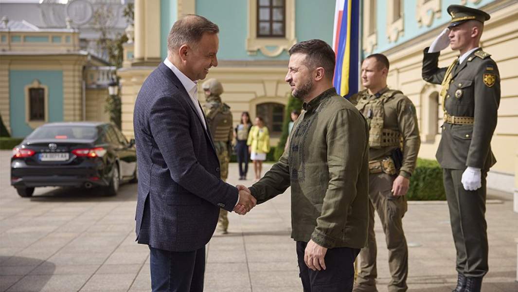 Президенты Польши Анджей Дуда и Украины Владимир Зеленский во время встречи в Киеве. 23 августа 2022 года