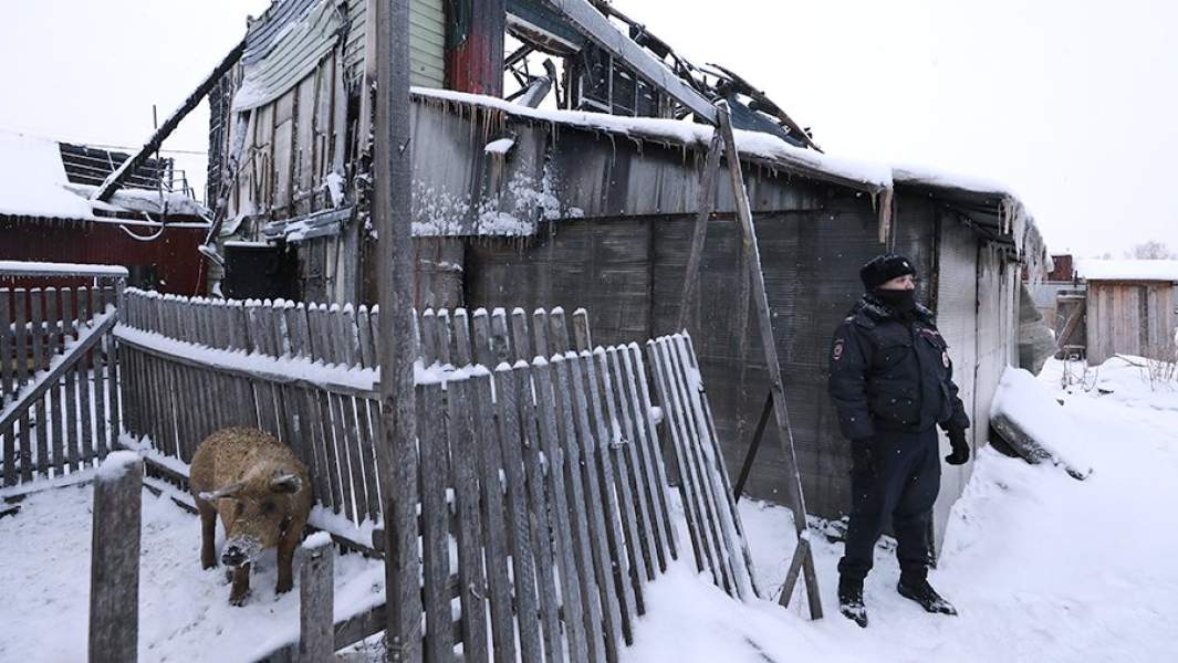 Пожар в частном доме престарелых в Кемерове