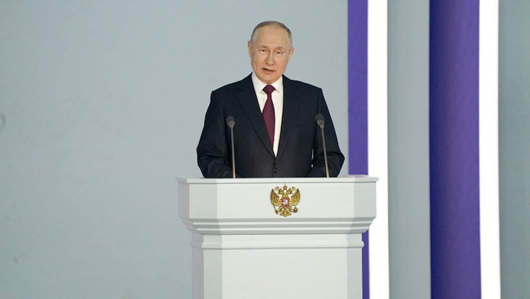 Президент РФ Владимир Путин во время выступления с ежегодным посланием Федеральному собранию РФ