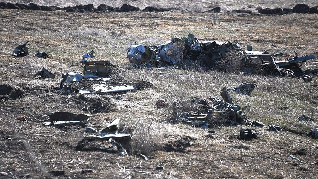 Обломки сбитого украинского штурмовика Су-25