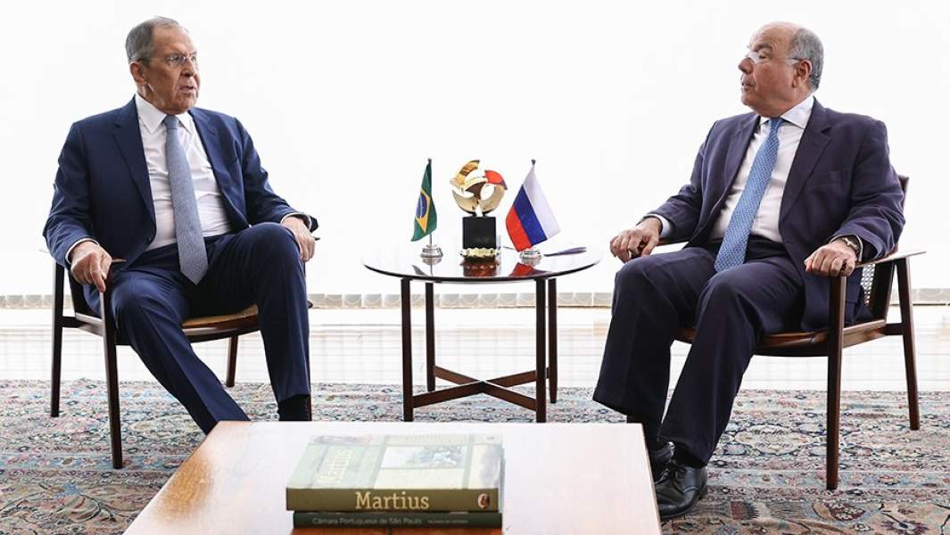 Сергей Лавров и Мауро Виэйра во время встречи во дворце МИД Бразилии