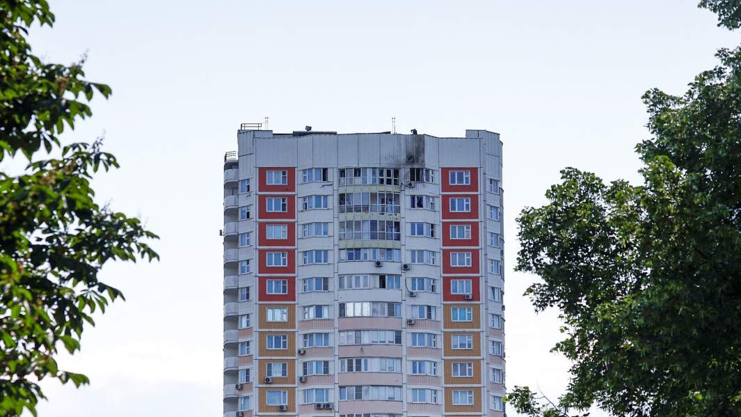 Последствия атаки БПЛА по жилому дому в Москве, 30 мая 2023 года