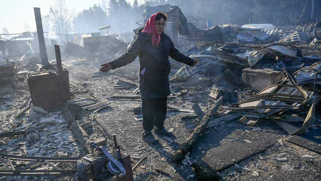 Жительница деревни Юлдус после пожара в Курганской области