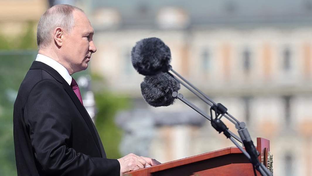 Президент РФ Владимир Путин выступает на параде в Москве, посвященном 78-й годовщине Победы в Великой Отечественной войне
