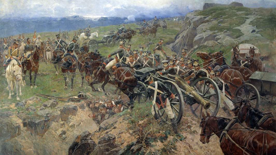 Изображён эпизод, когда 493 русских солдата две недели отражали атаки 20-тысячной персидской армии