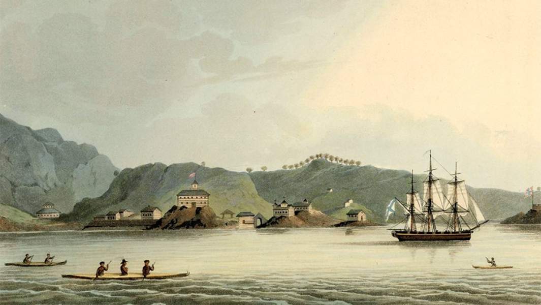 Шлюп «Нева» в гавани Святого Павла на острове Кадьяк