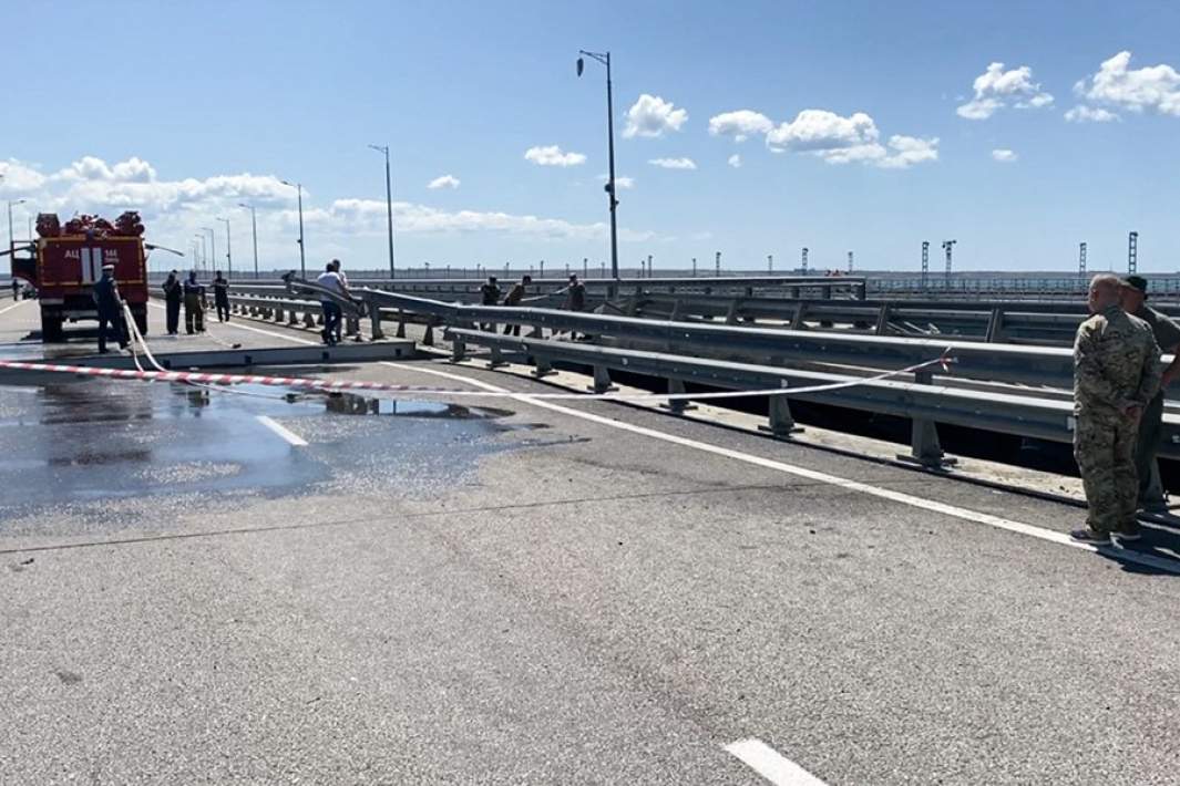 Поврежденный участок Крымского моста. 17 июля 2023 года