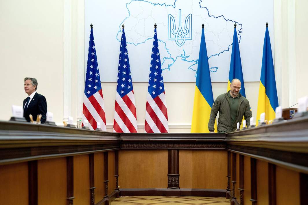 Госсекретарь США Энтони Блинкен во время встречи с премьер-министром Украины Денисом Шмыгалем