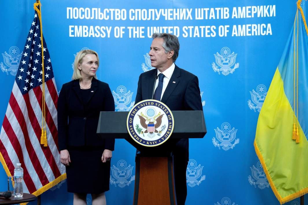 Госсекретарь США Энтони Блинкен на пресс-конференции во время своего визита в Киев