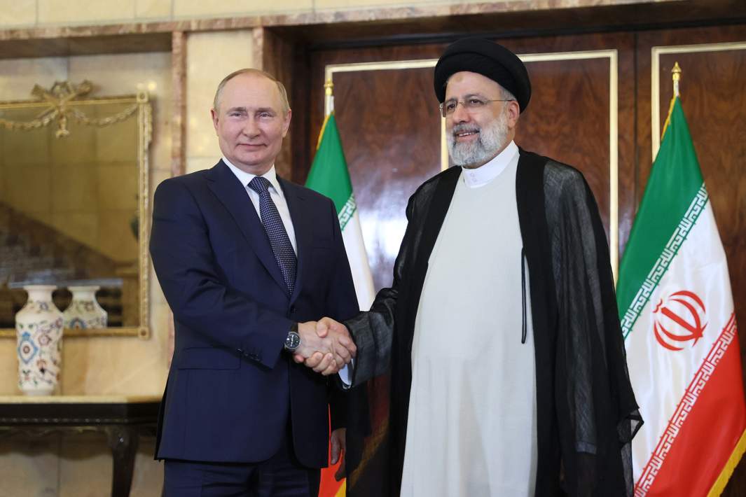 Президент РФ Владимир Путин и президент Ирана Эбрахим Раиси во время встречи. 19 июля 2022 года