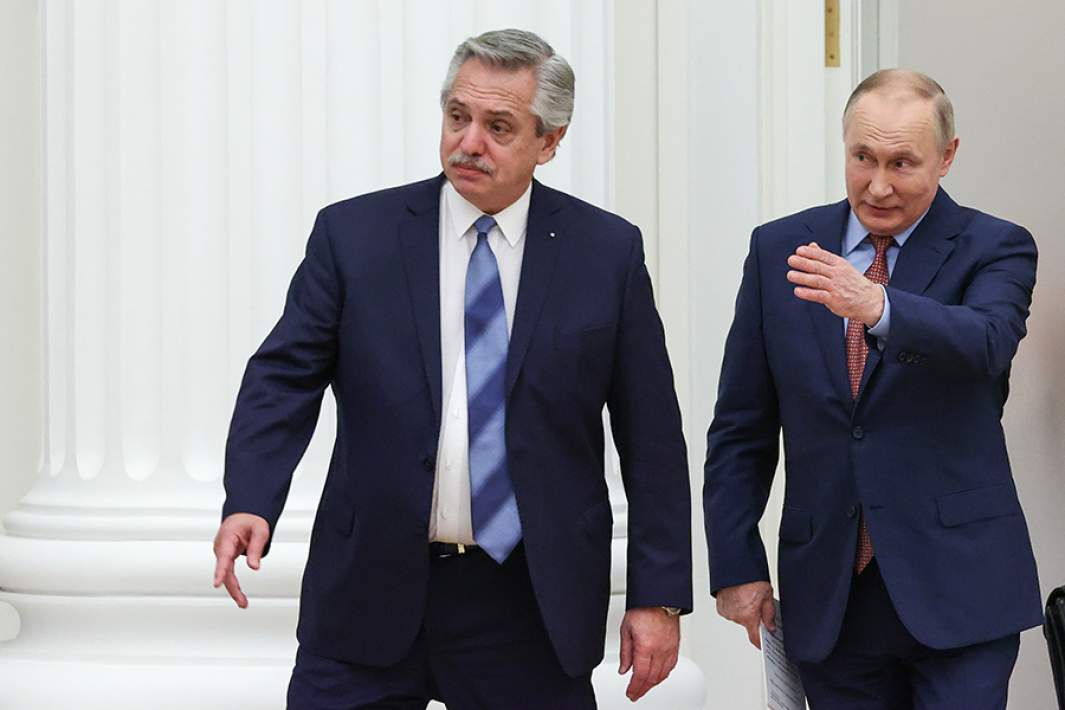 Президент РФ Владимир Путин и президент Аргентины Альберто Фернандес в Кремле, февраль 2022 года