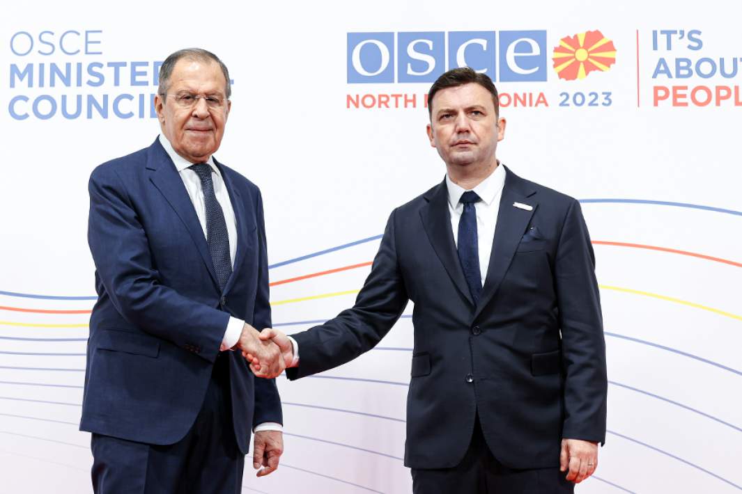 Министр иностранных дел РФ Сергей Лавров и действующий председатель ОБСЕ и министр иностранных дел Северной Македонии Буяр Османи