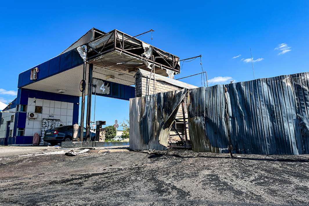 Последствия атаки БПЛА на газозаправочной станции в Шебекино, 3 мая 2024 года