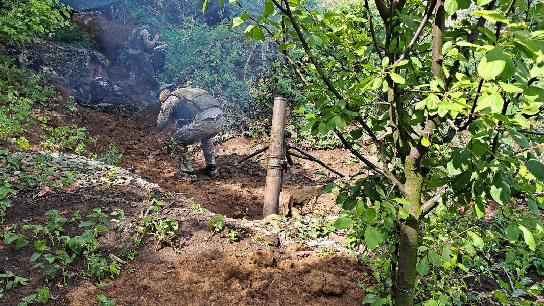 Работа миномёта