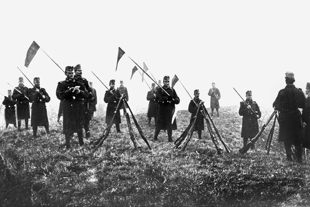 Солдаты австро-венгерской армии на границе Сербии. 1914 год