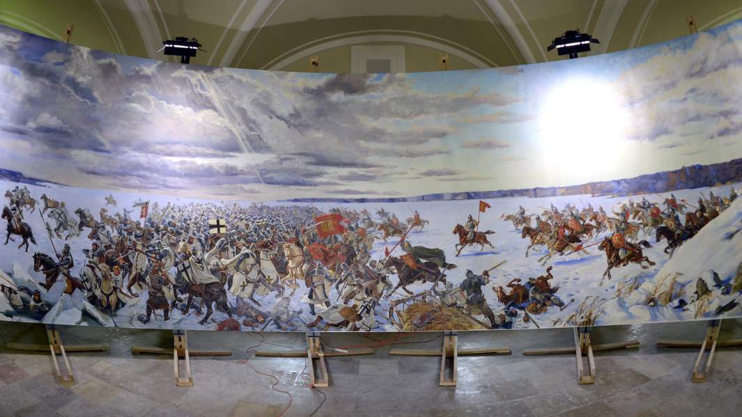 Диорама «Ледовое побоище» в музее артиллерии, инженерных войск и войск связи в Санкт-Петербурге