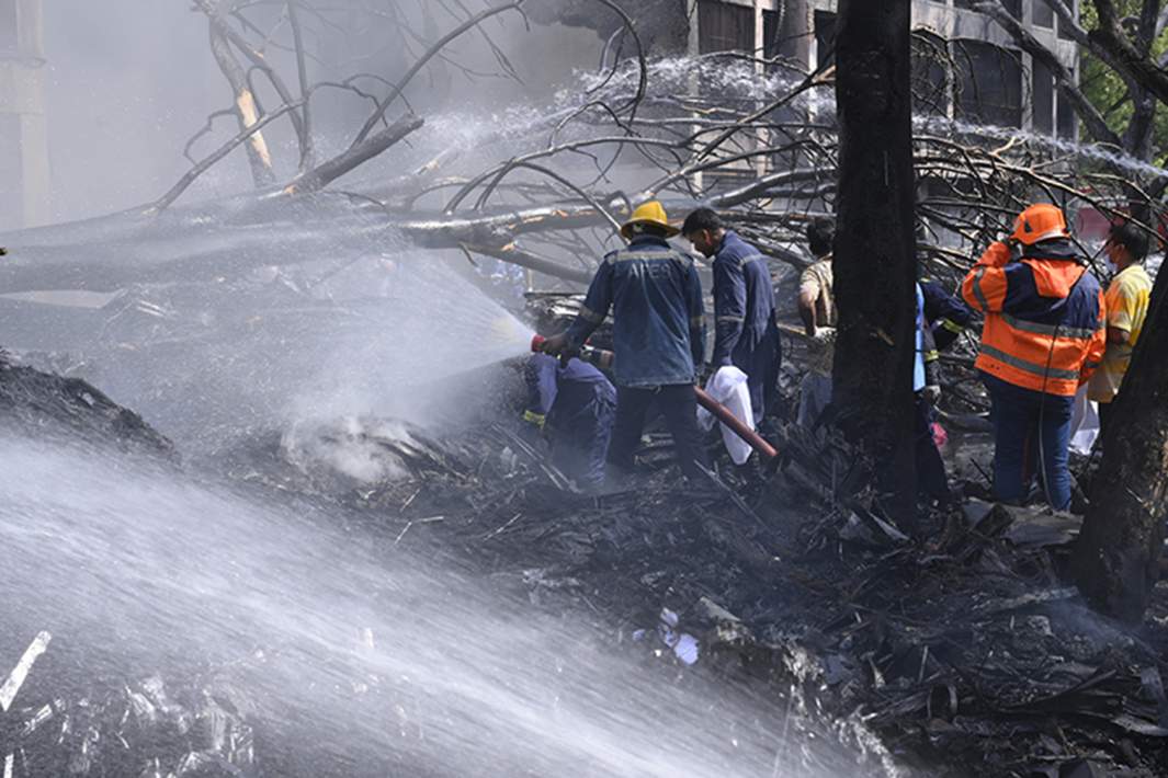 тушение пожара после крушения