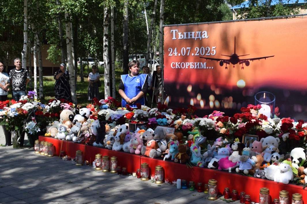 Стихийный мемориал в память о жертвах крушения самолета Ан-24 в Тынде
