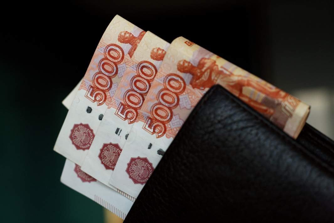 Рублевые купюры в кошельке 