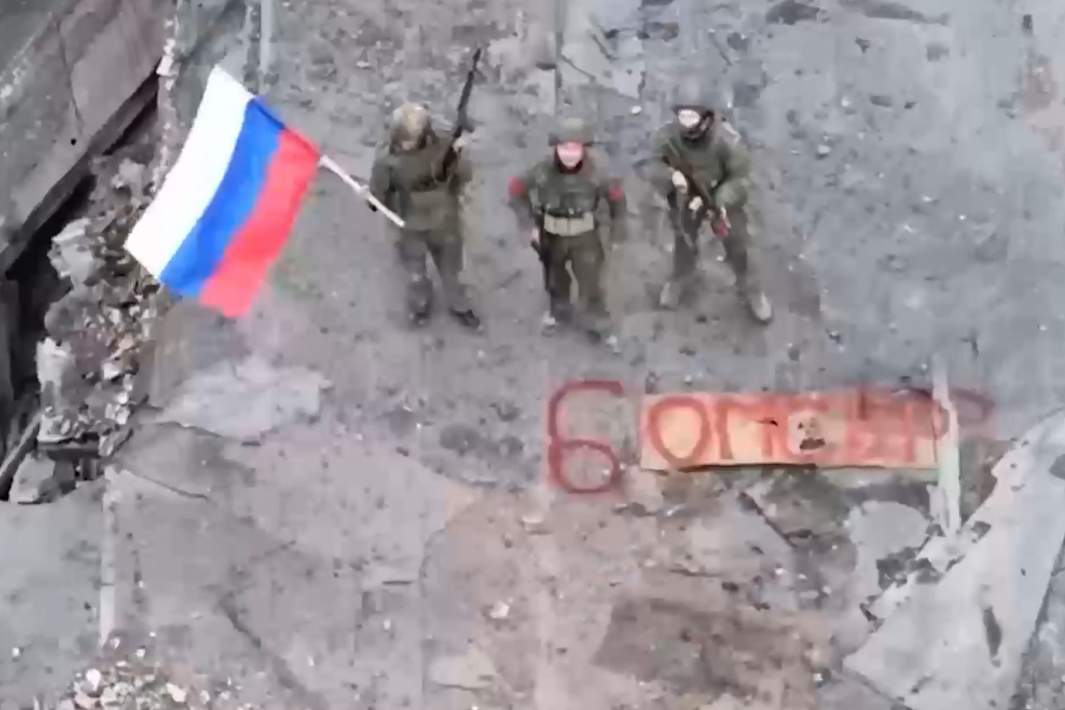 Кадр из освобождённого города Северска Донецкой Народной Республики