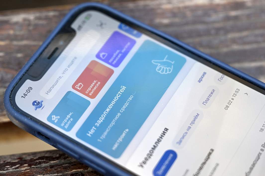 Приложение Госуслуги на экране смартфона