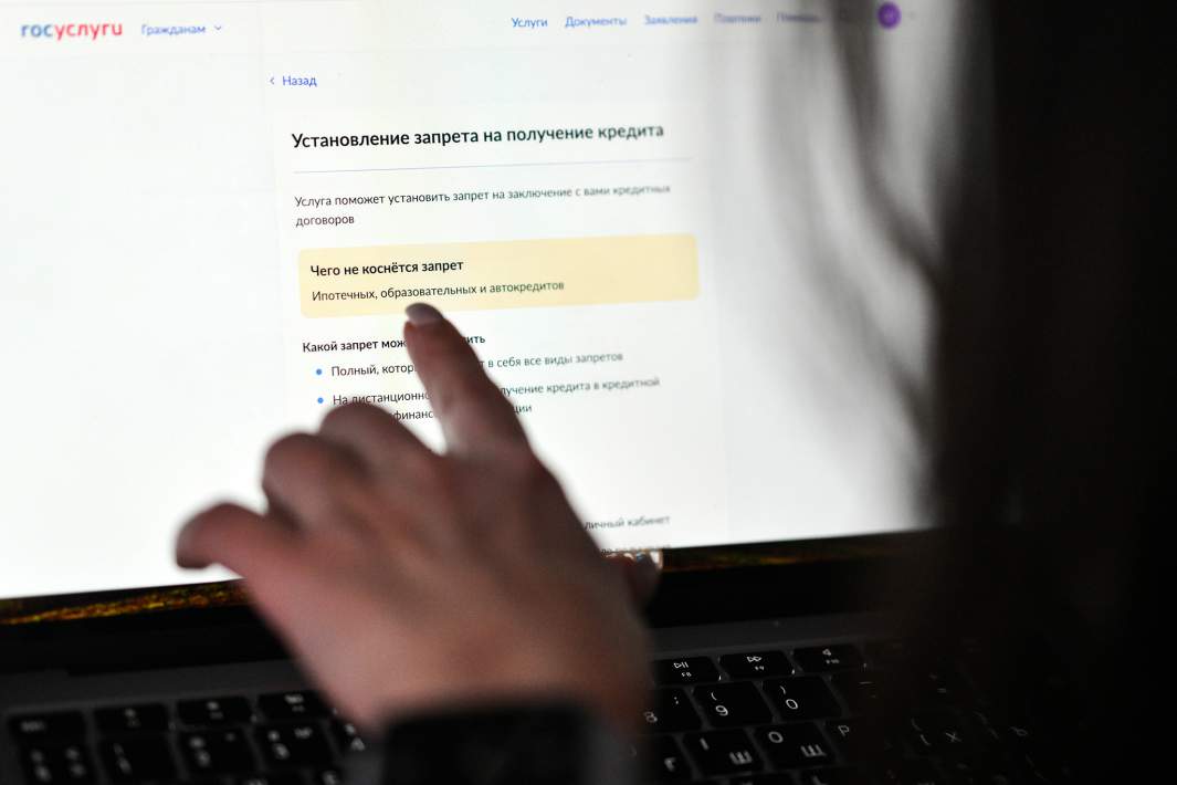 Установление запрета на получение кредита на сайте «Госуслуги»
