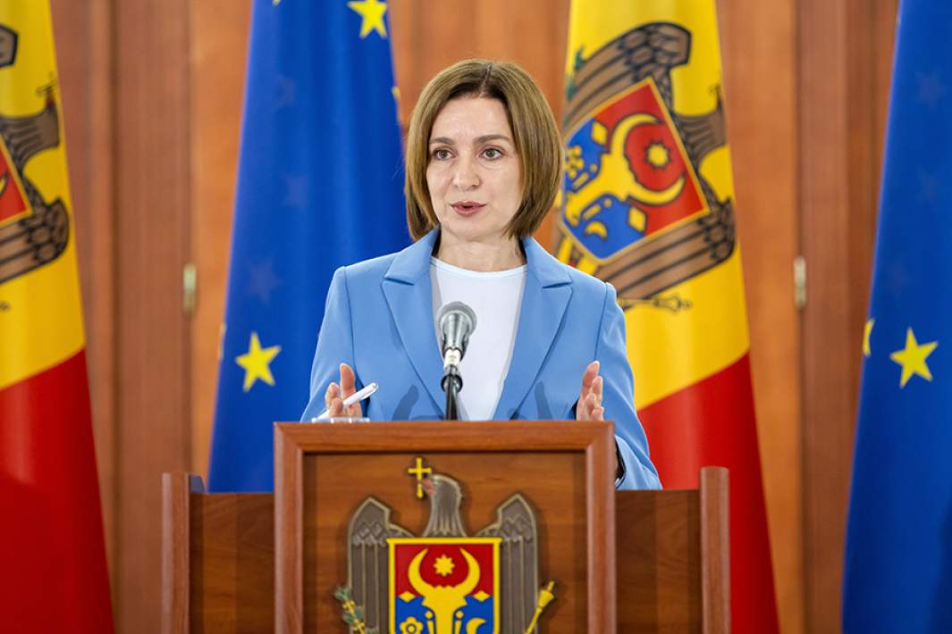 Президент Молдавии Майя Санду на пресс-конференции в Кишиневе